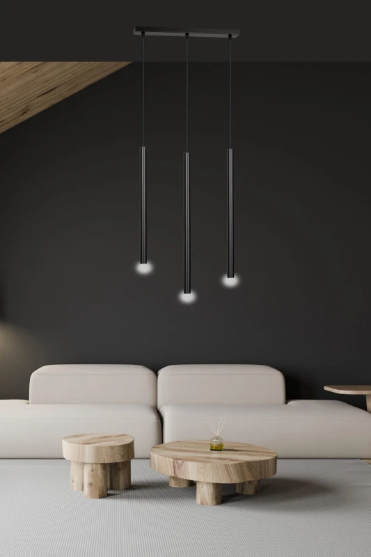 SELTER 3 BLACK 552/3 designerski spot wiszący halogen punktowy tuby czarne długie 7