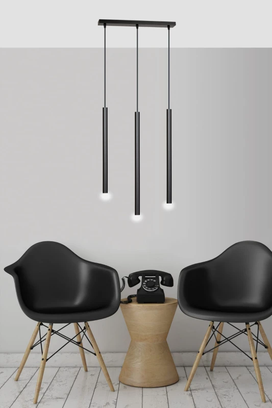 SELTER 3 BLACK 552/3 designerski spot wiszący halogen punktowy tuby czarne długie 11