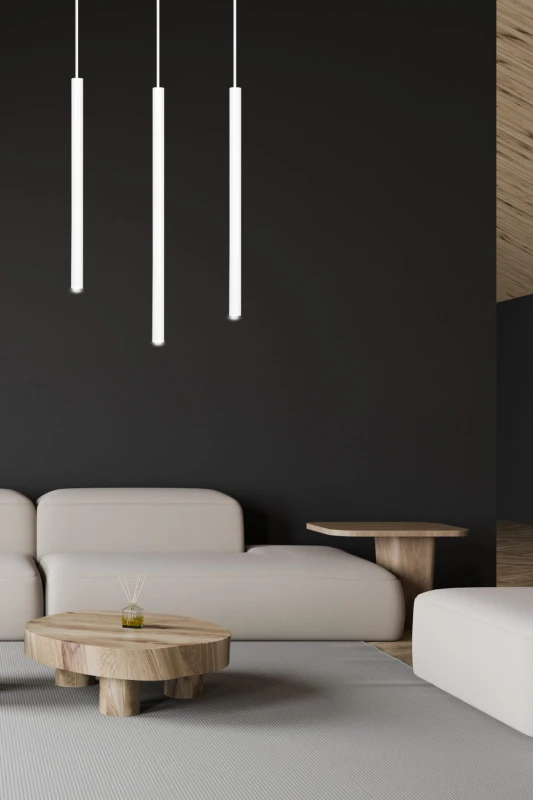 SELTER 3 WHITE 553/3 designerski spot wiszący halogen punktowy tuby białe długie 6
