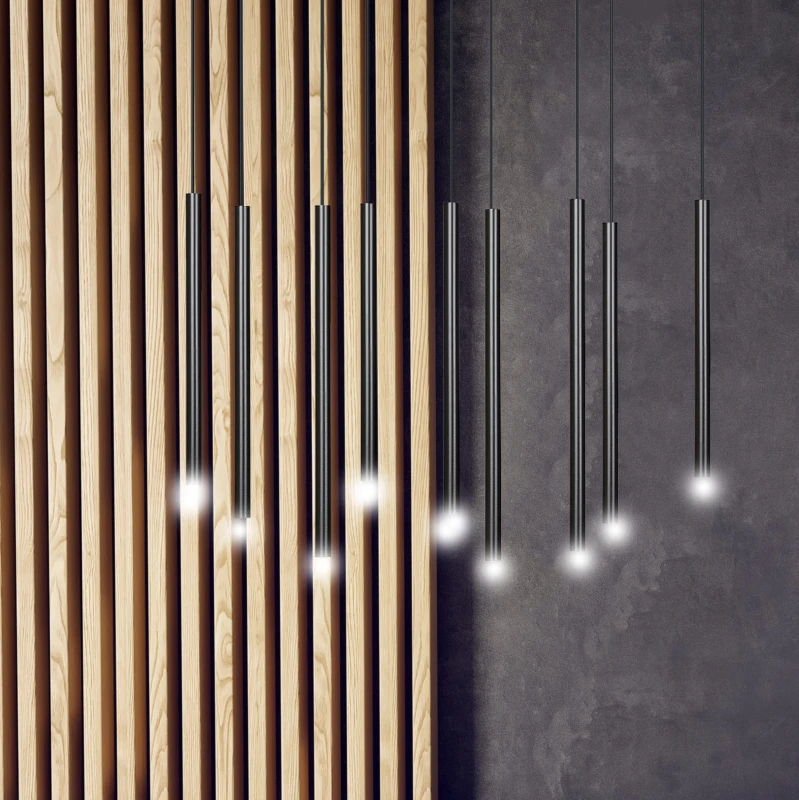 SELTER 4 BLACK 552/4 designerski spot wiszący halogen punktowy tuby czarne długie 10