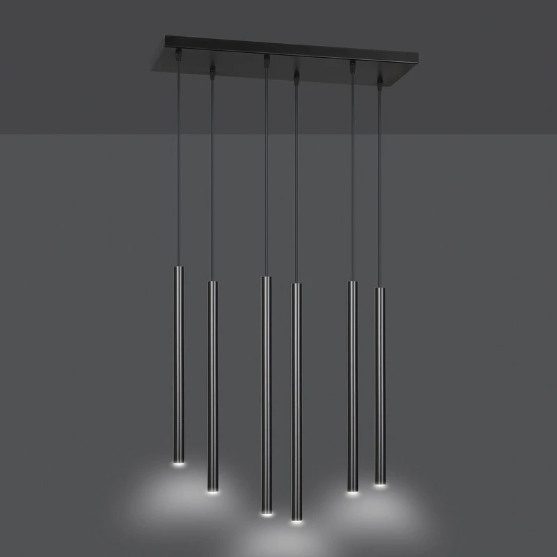 SELTER 6 BLACK 552/6 designerski spot wiszący halogen punktowy tuby czarne długie 1