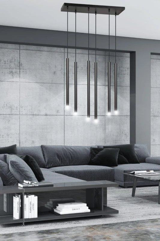SELTER 6 BLACK 552/6 designerski spot wiszący halogen punktowy tuby czarne długie 6