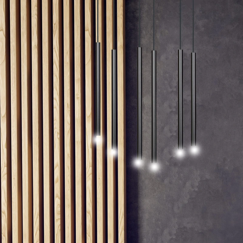 SELTER 6 BLACK 552/6 designerski spot wiszący halogen punktowy tuby czarne długie 10