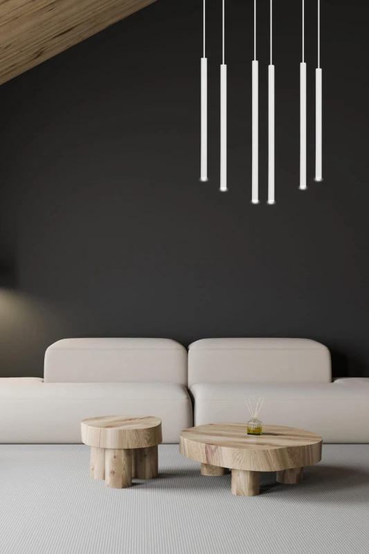 SELTER 6 WHITE 553/6 designerski spot wiszący halogen punktowy tuby białe długie 5