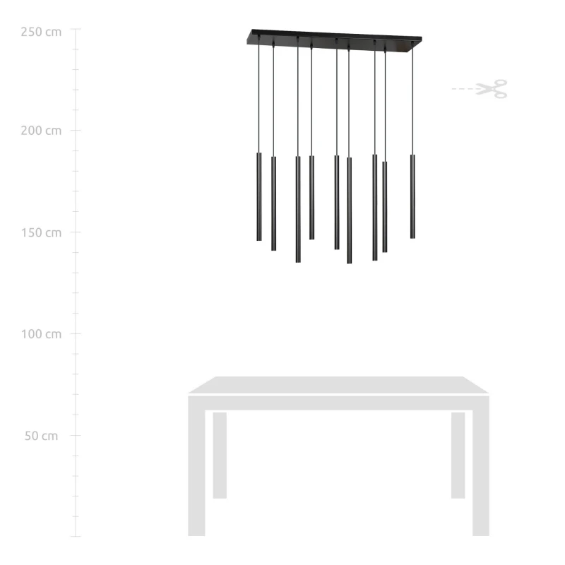 SELTER 9 BLACK 552/9 designerski spot wiszący halogen punktowy tuby czarne długie 10