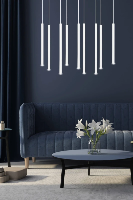 SELTER 9 WHITE 553/9 designerski spot wiszący halogen punktowy tuby białe długie 10