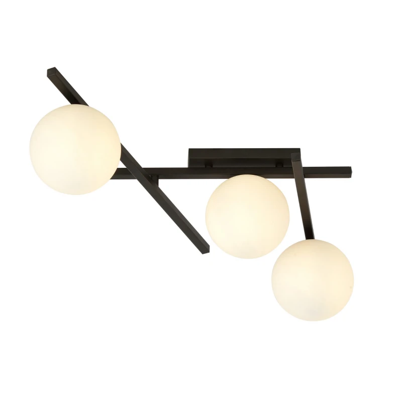 SMART 3 BLACK/OPAL 1103/3 nowoczesny plafon sufitowy czarny szklane klosze 1
