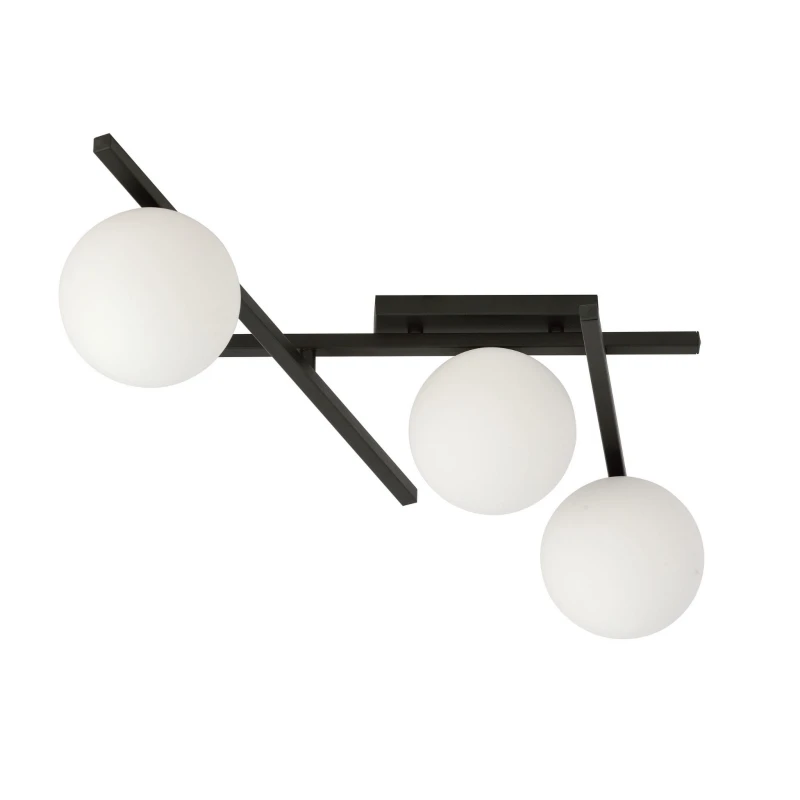 SMART 3 BLACK/OPAL 1103/3 nowoczesny plafon sufitowy czarny szklane klosze 2
