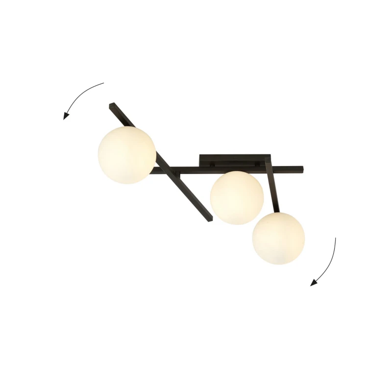 SMART 3 BLACK/OPAL 1103/3 nowoczesny plafon sufitowy czarny szklane klosze 3