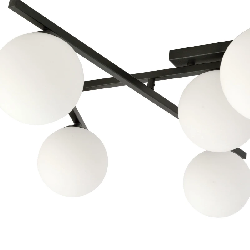 SMART 5 BLACK/OPAL 1103/5 nowoczesny plafon sufitowy czarny szklane klosze 5
