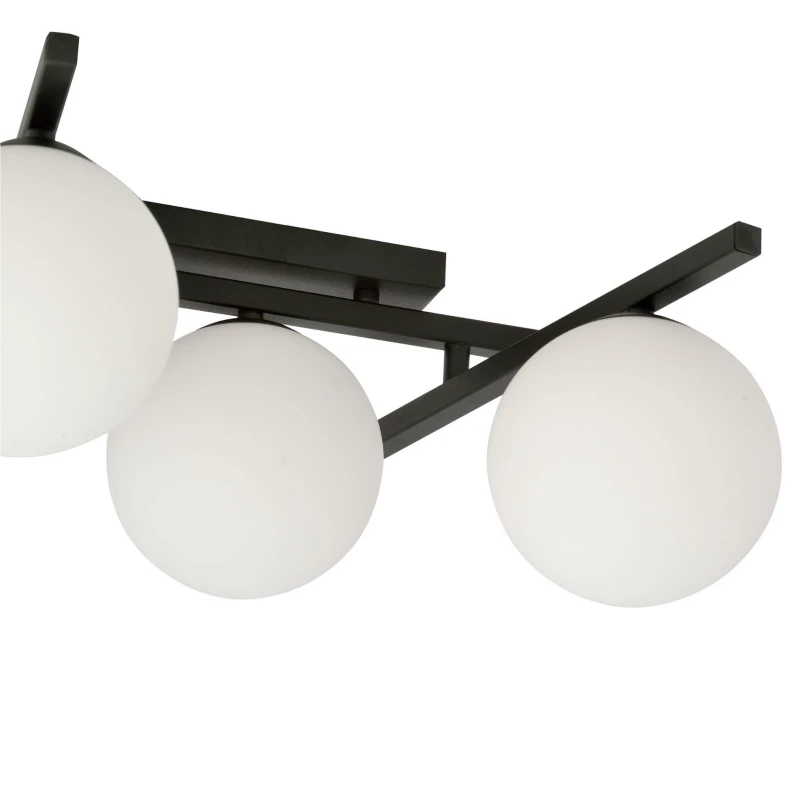 SMART 5 BLACK/OPAL 1103/5 nowoczesny plafon sufitowy czarny szklane klosze 6