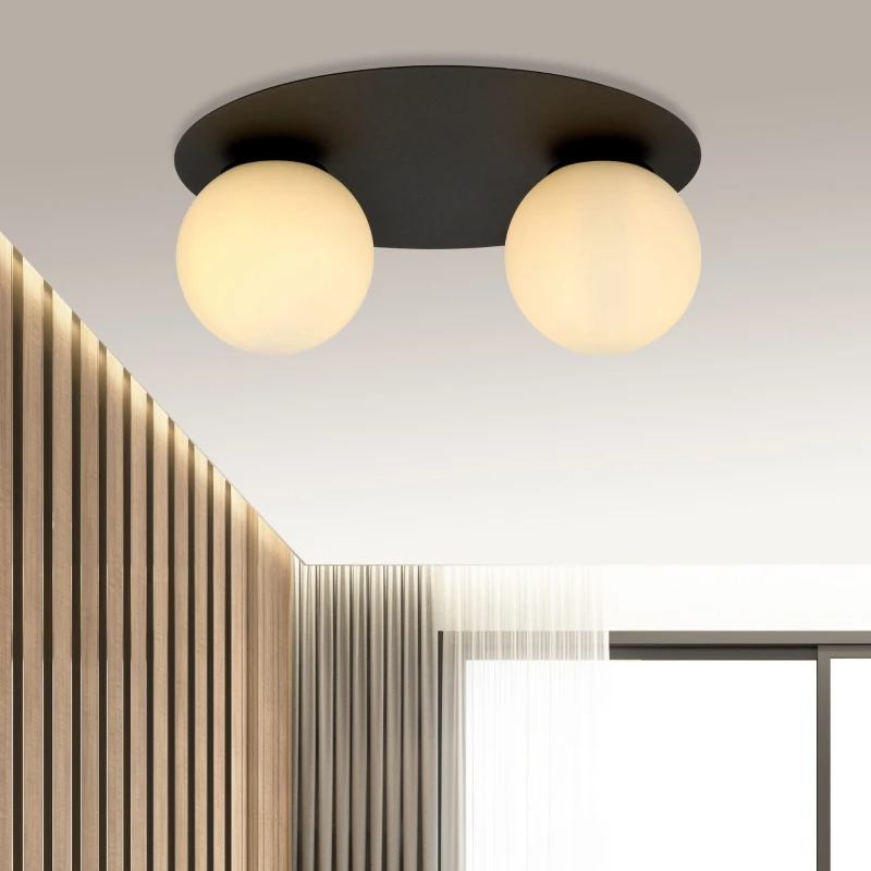 SOLAR 2 BLACK/OPAL 1127/2 plafon sufitowy nowoczesny klosze