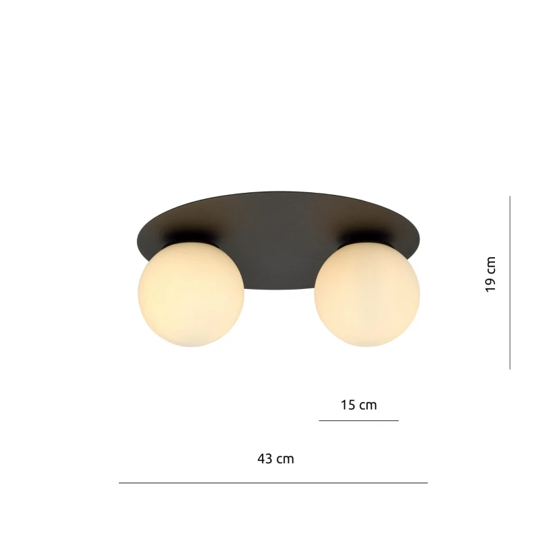 SOLAR 2 BLACK/OPAL 1127/2 plafon sufitowy nowoczesny klosze 4