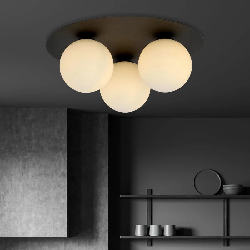 SOLAR 3 BLACK/OPAL 1127/3 plafon sufitowy nowoczesny klosze 3