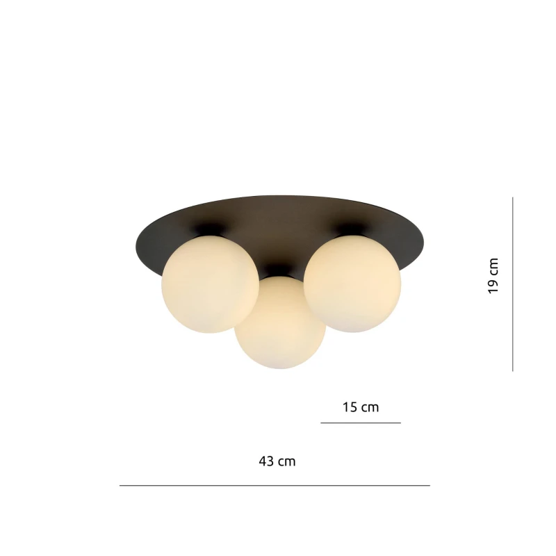 SOLAR 3 BLACK/OPAL 1127/3 plafon sufitowy nowoczesny klosze 6