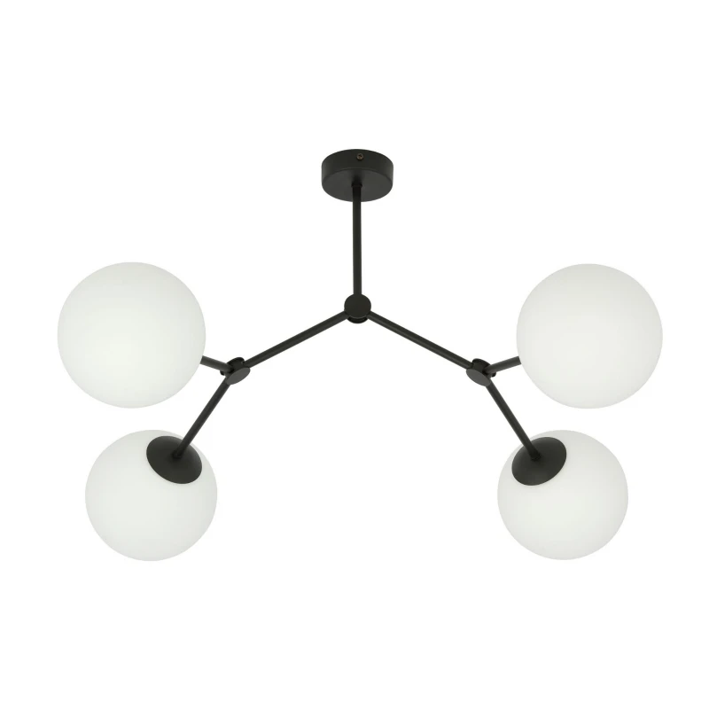 SPACE 4 BLACK/OPAL 1133/4 lampa sufitowa czarna szklane klosze 1