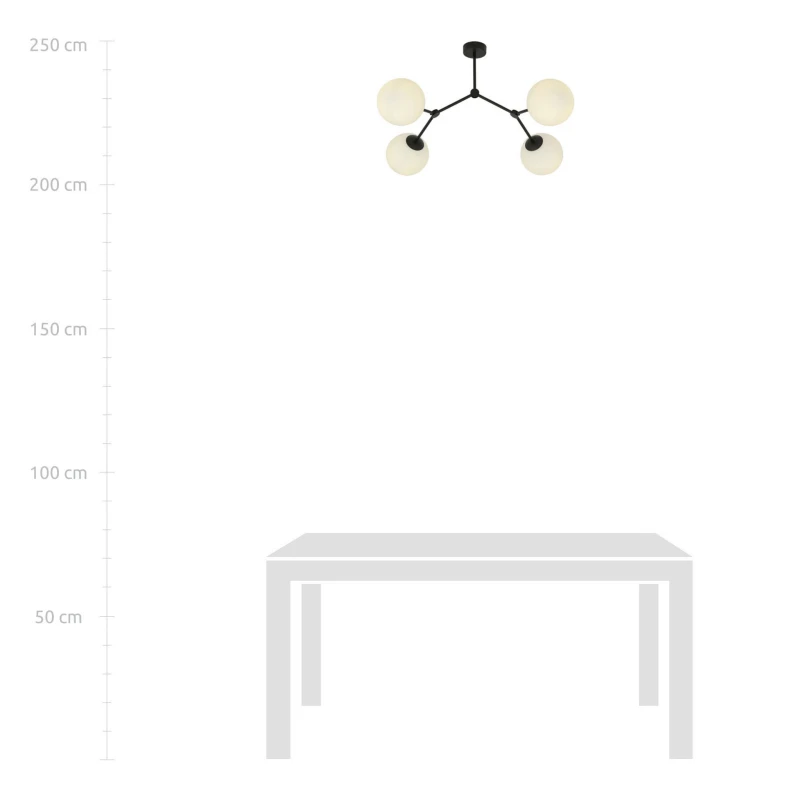 SPACE 4 BLACK/OPAL 1133/4 lampa sufitowa czarna szklane klosze 7