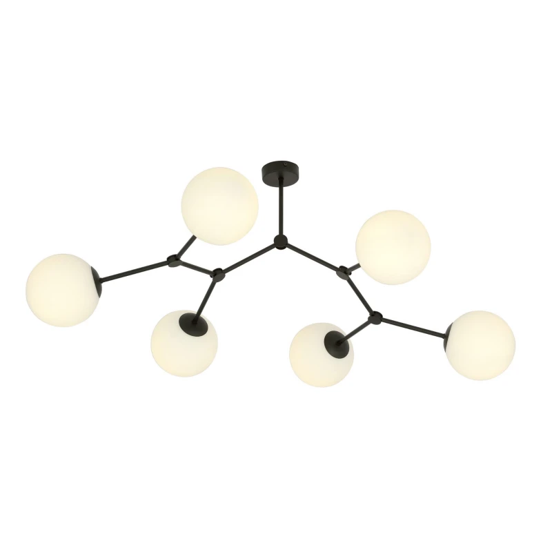 SPACE 6 BLACK/OPAL 1133/6 lampa sufitowa czarna szklane klosze 1