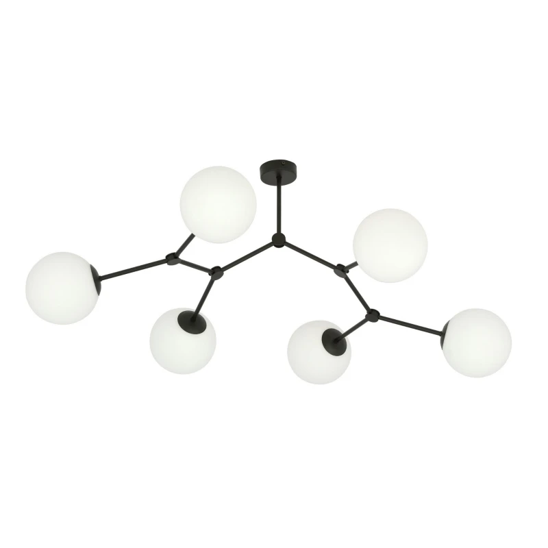 SPACE 6 BLACK/OPAL 1133/6 lampa sufitowa czarna szklane klosze 2