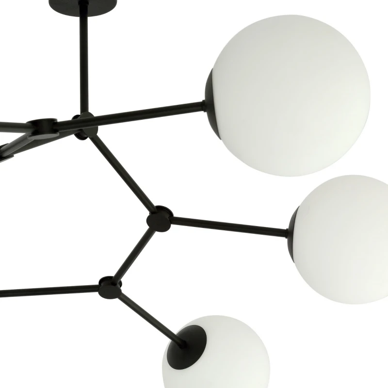 SPACE 6 BLACK/OPAL 1133/6 lampa sufitowa czarna szklane klosze 4