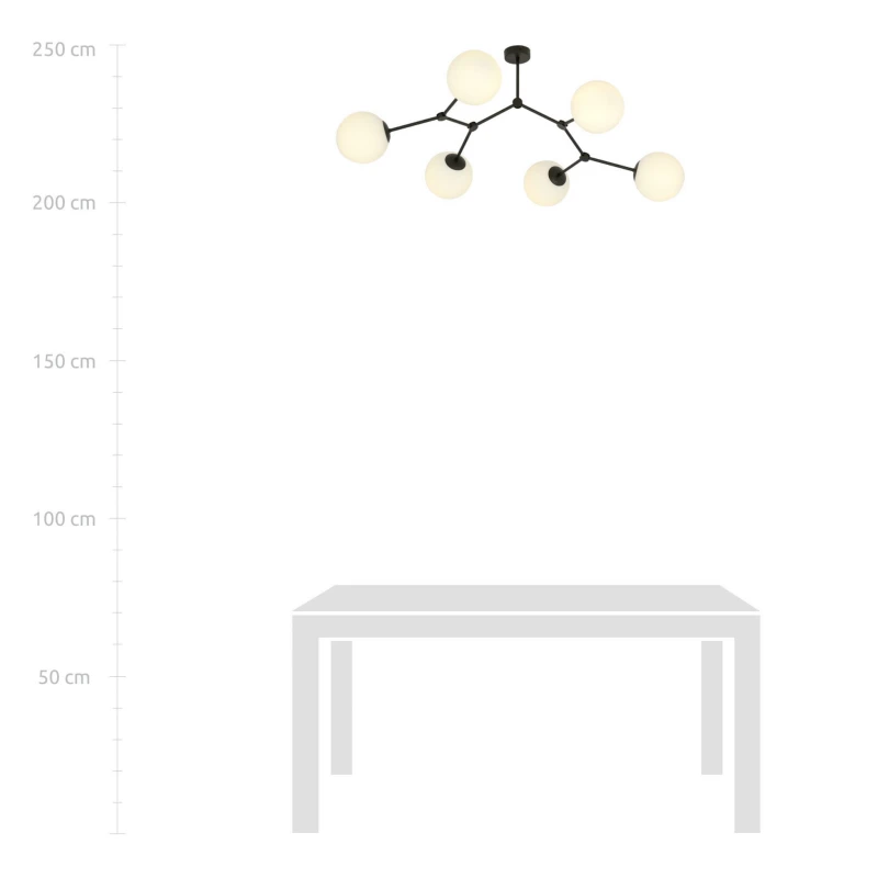 SPACE 6 BLACK/OPAL 1133/6 lampa sufitowa czarna szklane klosze 7
