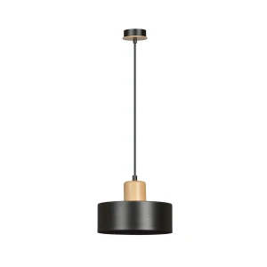 Lampa wisząca TORIN 1 BLACK czarna z drewnem