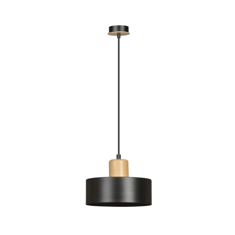 TORIN 1 BLACK 1046/1 nowoczesna lampa sufitowa czarna drewniane elementy