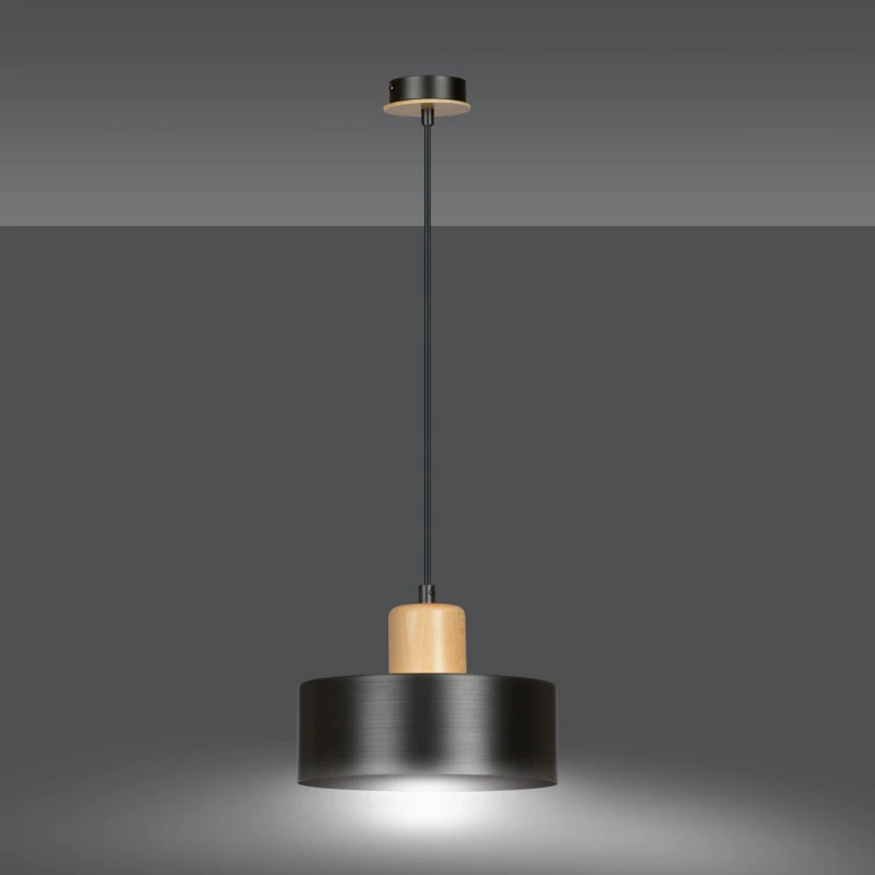 TORIN 1 BLACK 1046/1 nowoczesna lampa sufitowa czarna drewniane elementy 1