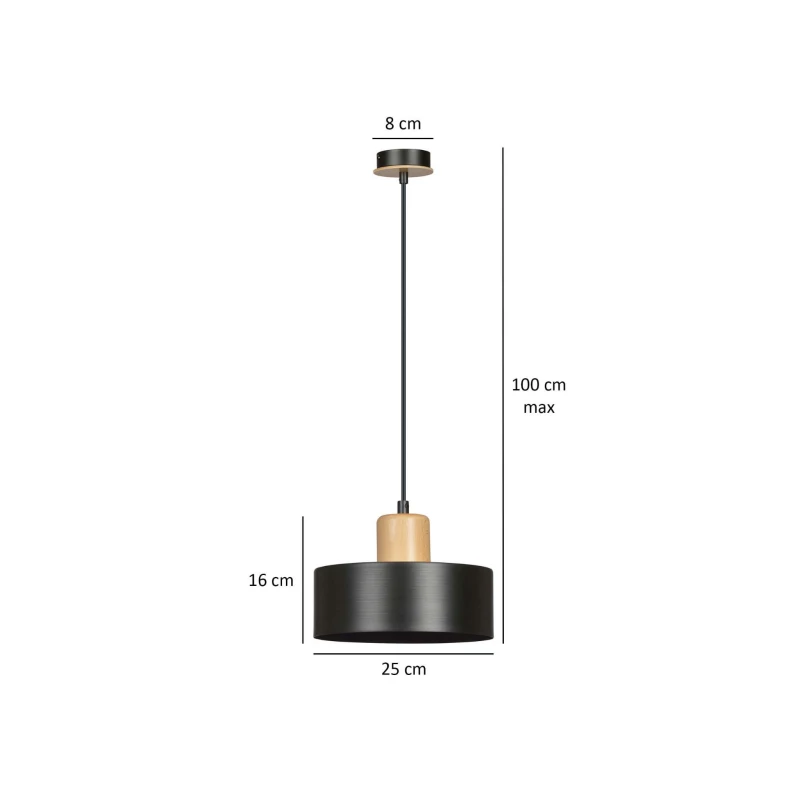 TORIN 1 BLACK 1046/1 nowoczesna lampa sufitowa czarna drewniane elementy 4