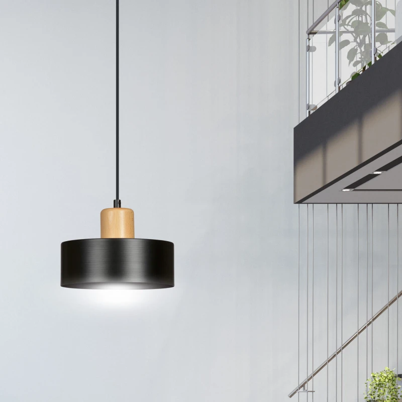 TORIN 1 BLACK 1046/1 nowoczesna lampa sufitowa czarna drewniane elementy 7