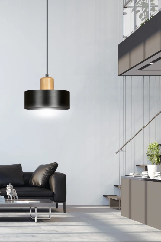 TORIN 1 BLACK 1046/1 nowoczesna lampa sufitowa czarna drewniane elementy 8