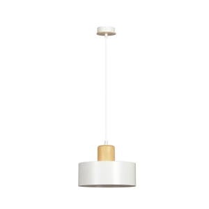 Lampa wisząca TORIN 1 WHITE biała z drewnem