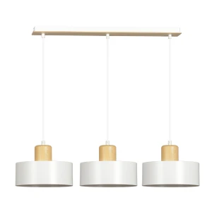 Lampa wisząca TORIN 3 WHITE biała z drewnem