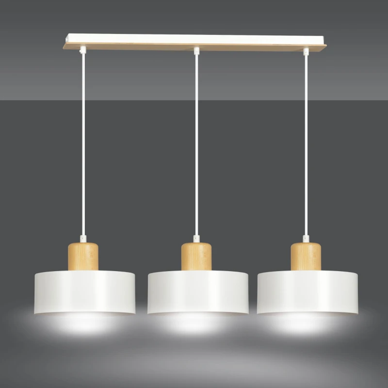 TORIN 3 WHITE 1047/3 nowoczesna lampa sufitowa biała drewniane elementy 1
