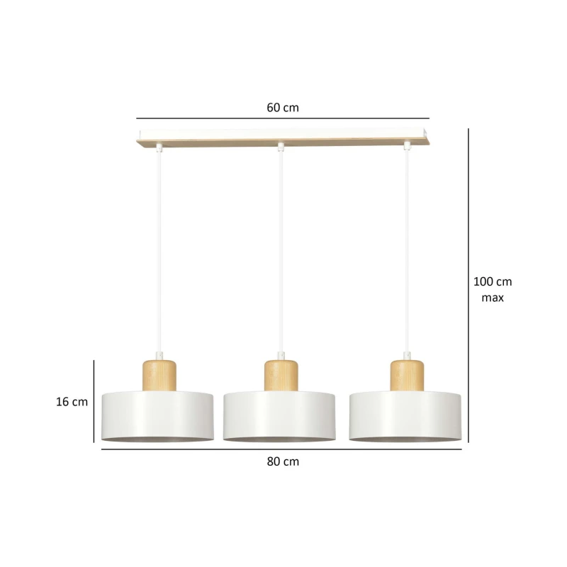 TORIN 3 WHITE 1047/3 nowoczesna lampa sufitowa biała drewniane elementy 4