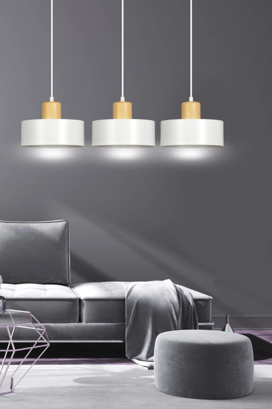 TORIN 3 WHITE 1047/3 nowoczesna lampa sufitowa biała drewniane elementy 5