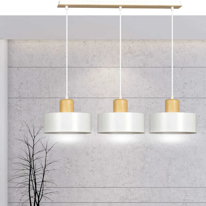 TORIN 3 WHITE 1047/3 nowoczesna lampa sufitowa biała drewniane elementy 6