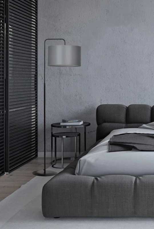 TRAPO LP1 BLACK / GRAY 570/3 lampa podłogowa czarna duży szary abażur 6