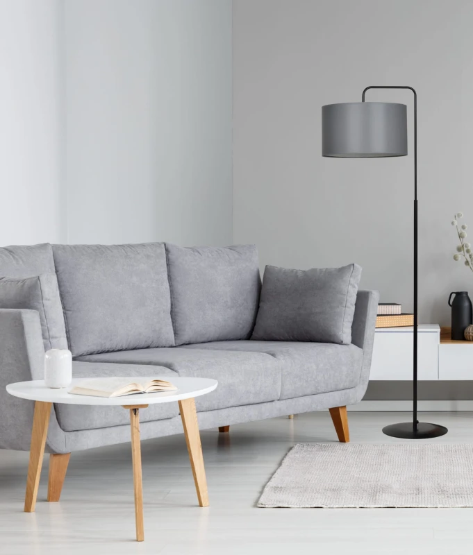 TRAPO LP1 BLACK / GRAY 570/3 lampa podłogowa czarna duży szary abażur 8