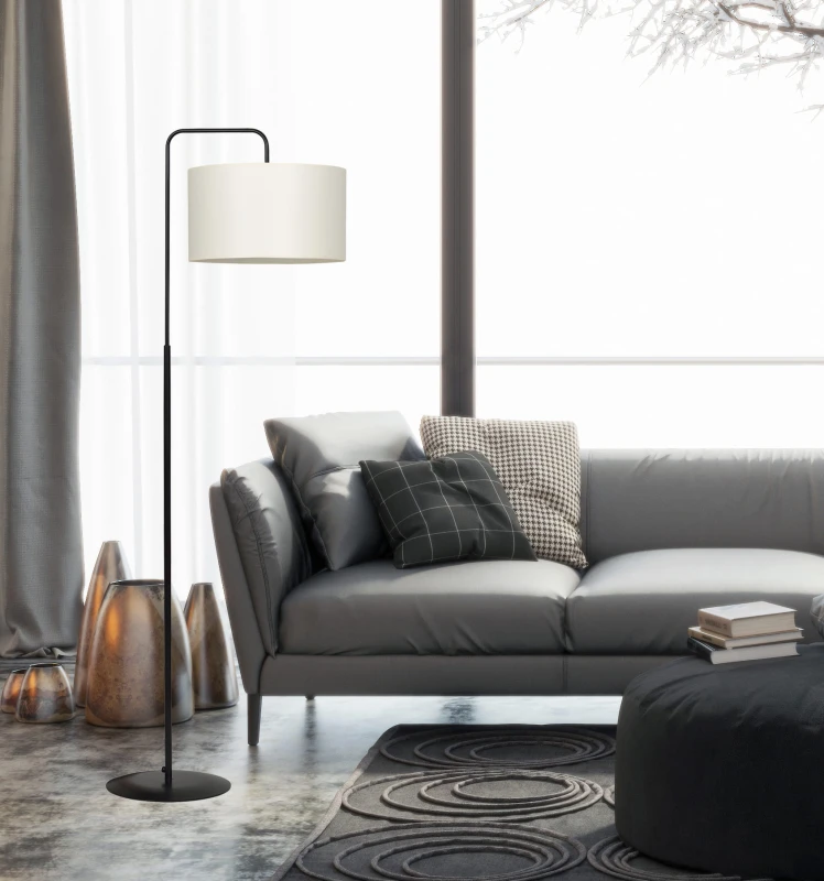 TRAPO LP1 BLACK / WHITE 570/2 lampa podłogowa czarna duży biały abażur 7