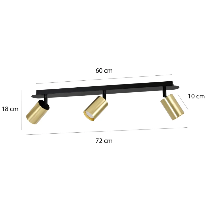 ZEN 3 BLACK 622/3 spot sufitowy reflektor halogen LED regulowany czarno-złoty 5