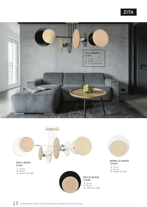 ZITA 4 BLACK 173/4 nowoczesna lampa sufitowa styl skandynawski najnowszy design 8