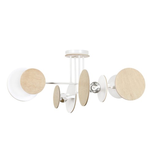 Lampa sufitowa ZITA 4 WHITE biała z drewnem
