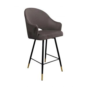 Hoker tapicerowany Velvet 65cm podstawa czarna/złota metalowa 