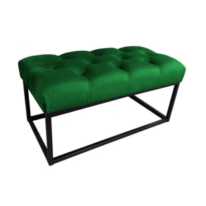 Ławka pufa tapicerowana Chesterfield podstawa czarna 80 cm