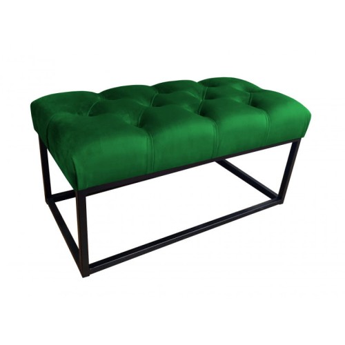 Ławka pufa tapicerowana Chesterfield podstawa czarna 80 cm