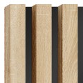 Lamele mini na czarnej płycie HDF Dąb sonoma LEO 4