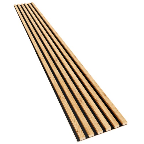 Lamele mini na czarnej płycie HDF Dąb naturalny LEO