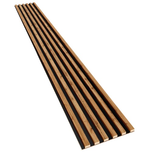 Lamele mini na czarnej płycie HDF Dąb wotan LEO