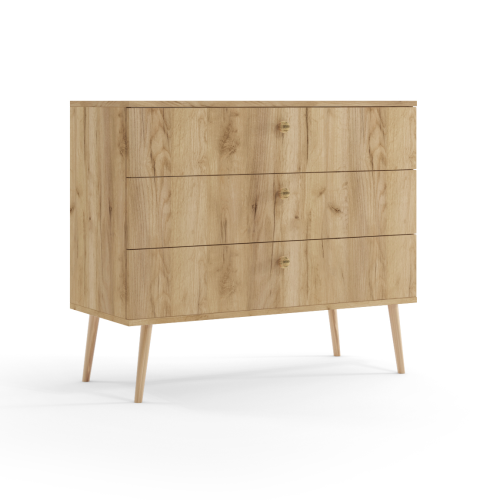 Komoda z 3 szufladami Meli 100 cm Złoty Dąb